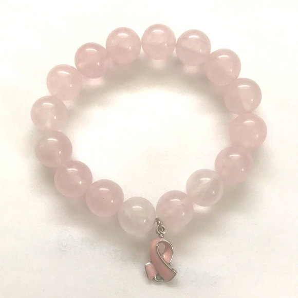 Gemstone Jewelry - Natural gemstone rose quartz stretchable bracelet